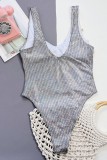 Silver Sexy Patchwork Chains Backless Swimwears (With Paddings)