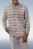 Grey Men's Grey Suede Check Long Sleeve Walking Suit 032
