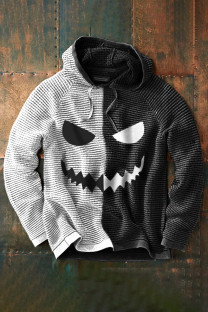 Grey Men's Casual Halloween Print Pullover Hoodie