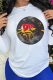 White Casual Street Print Patchwork O Neck Tops
