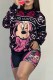 Black Casual Character Print Letter O Neck Long Sleeve Two Pieces