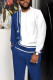 White Blue Men's Casual Color Blocking Long Sleeve Walking Suit-017