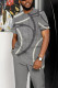 Grey Men's Casual Colorblock Walking Suit-053