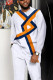 White Men's Casual Color Blocking Long Sleeve Walking Suit-025