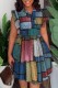 Multicolor Casual Print Patchwork Turndown Collar Sleeveless Dress Dresses