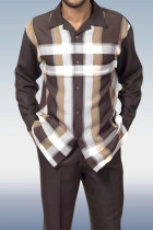 Dark Coffee Long Sleeve Trousers Dark Brown Two-Piece Walking Set