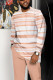 White Pink Men's Casual Color Blocking Long Sleeve Walking Suit-026