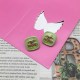 Green Simplicity Letter Patchwork Earrings