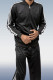 Black Men's Black and White Running Sports Two-Piece Set
