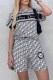 White Casual Print Letter O Neck Short Sleeve Two Pieces