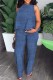 Blue Casual Print Basic O Neck Sleeveless Two Pieces