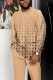 Khaki Men's Casual Color Blocking Long Sleeve Walking Suit-002