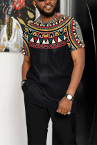 Black Men's casual ethnic style walking suit-059