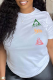 White Street Daily Print Patchwork O Neck T-Shirts
