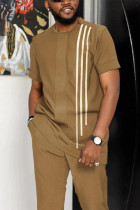 Dark Khaki Men's Leisure Walking Suit-004