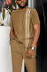 Dark Khaki Men's Leisure Walking Suit-004