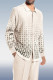 White Grey White Criss Cross Pattern Walking Suit Long Sleeve Set