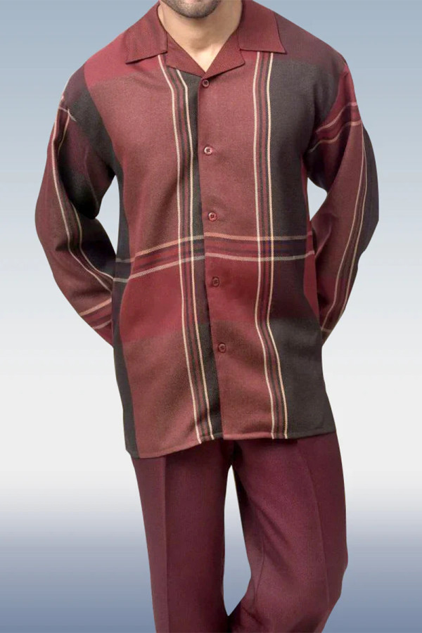 Black Red Long Sleeve Trousers Gradient Two Piece Walking Set