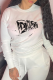 White Street Vintage Print Patchwork Letter O Neck Tops