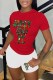 White Casual Print Letter O Neck Short Sleeve Two Pieces