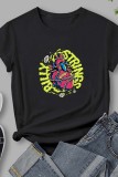 White Casual Print Basic O Neck T-Shirts