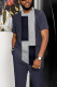 Dark Gray Men's Casual Colorblock Walking Suit-044
