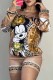Khaki Casual Character Print Letter O Neck Long Sleeve Two Pieces