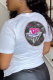 White Casual Vintage Print Patchwork O Neck T-Shirts