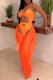 Orange Sexy Solid Hollowed Out See-through Backless Swimwears