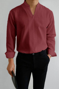 Burgundy Gentlemans Simple Design Casual Shirt