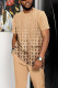Khaki Cross Pattern Walking Suit Short Sleeve Suit Trousers