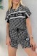 Black Casual Print Letter O Neck Short Sleeve Two Pieces