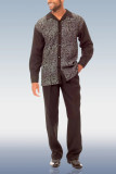 Burgundy Men's Fashion Casual Long Sleeve Walking Suit 031