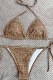Light Brown Sexy Print Bandage Letter Swimwears