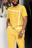 Yellow Men's Leisure Walking Suit-006