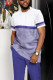 Deep Blue Men's Casual Colorblock Walking Suit-041