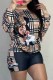 Khaki Casual Striped Character Letter O Neck Long Sleeve Two Pieces