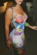 Colour Sexy Print Backless Spaghetti Strap Sleeveless Dress Dresses