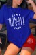 Blue Red Casual Letter Print Basic O Neck Short Sleeve Two Pieces
