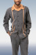 Grey Men's Grey Suede Long Sleeve Walking Suit 026