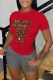 Grey Casual Print Letter O Neck Short Sleeve Two Pieces