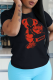 Black Street Cute Print Patchwork O Neck T-Shirts