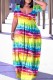 Yellow Casual Print Basic V Neck Short Sleeve Dress Dresses