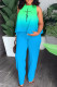 Gradient Color Casual Work Elegant Print Patchwork O Neck Sleeveless Two Pieces