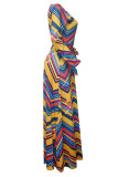 Stripe Casual Work Elegant Striped Frenulum V Neck A Line Dresses(With Belt)