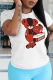 White Street Cute Print Patchwork O Neck T-Shirts