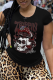 Black Street Vintage Skull Patchwork O Neck T-Shirts