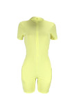 Pink Casual Work Street Solid Patchwork Zipper O Neck Skinny Rompers