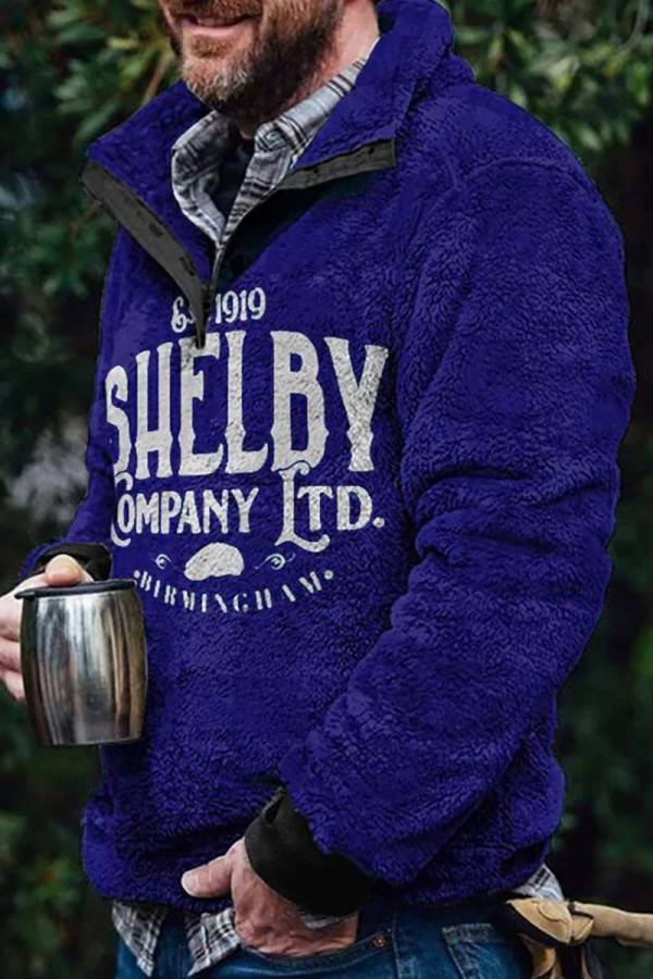 Navy Blue Men's Men's Vintage Print Sweatshirt