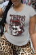 Grey Street Vintage Skull Patchwork O Neck T-Shirts